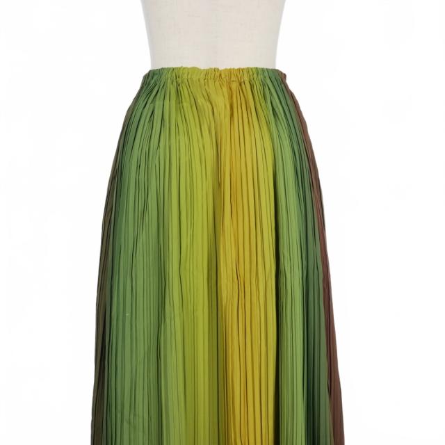 【中古】イッセイミヤケ ISSEY MIYAKE 筆タグ 89s グラデーション プリーツスカート ロング丈 ゴムウエスト M 中古】イッセイミヤケ ISSEY MIYAKE 筆タグ 89s グラデーション