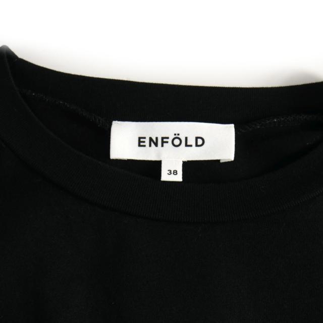 【中古】エンフォルド ENFOLD レイヤード Tシャツ フリル パフスリーブ 丸首 38 ブラック 黒 300FA230-2340_5