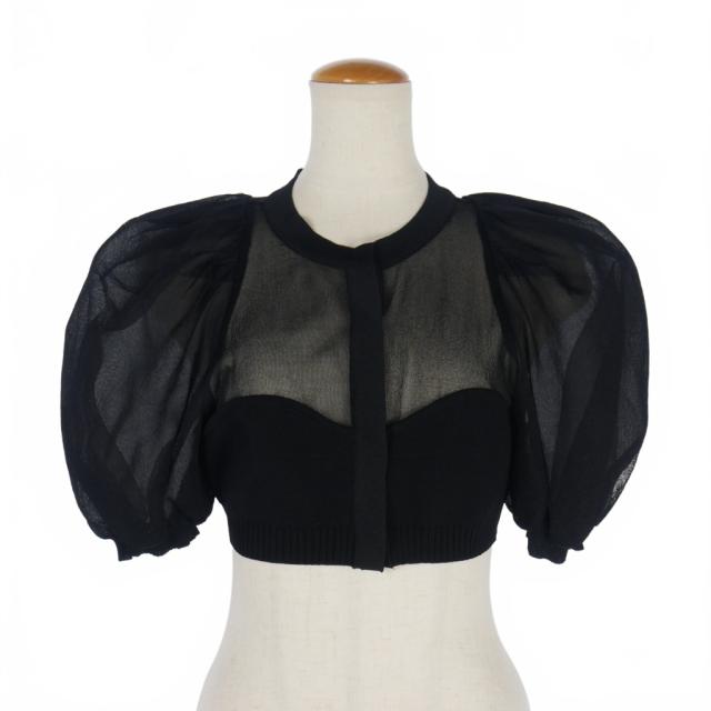 【中古】フェティコ FETICO パフスリーブ ニット トップス 半袖 PUFF SLEEVE KNIT TOP サイズ2 ブラック 黒