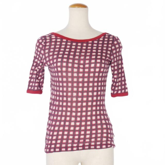 【中古】ジャンポールゴルチエ Jean Paul GAULTIER オープンバッグ プリント Tシャツ カットソー 半袖 チェック柄