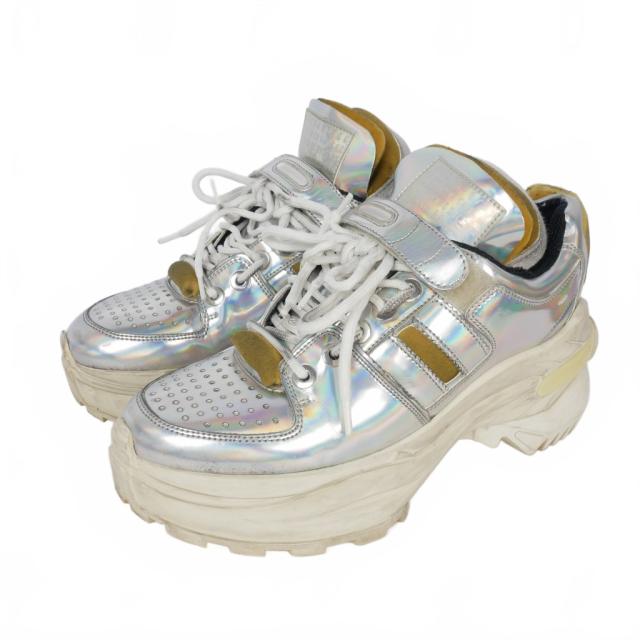 【中古】メゾンマルジェラ Maison Margiela レトロフィット スニーカー プラットフォーム ダメージ加工 39 シルバー