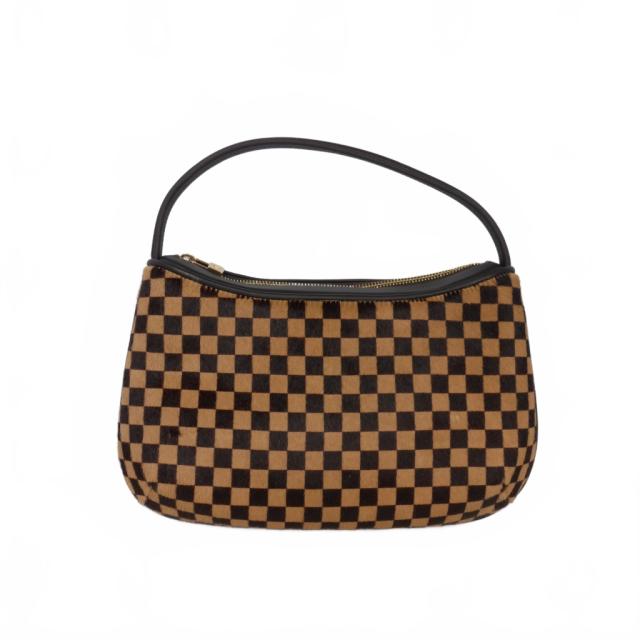 【中古】ルイヴィトン 2002s ダミエ ソバージュ ハンドバッグ ヘアカーフ タイガー 茶 ブラウン M92132 CE0022