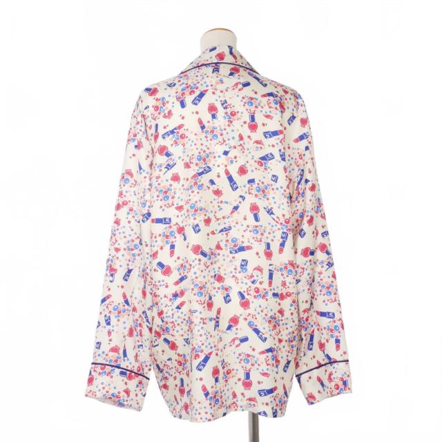 【中古】未使用品 メゾンマルジェラ Maison Margiela 22AW Ditsy 総柄 プリント シルクシャツ オープンカラー 長袖 38_1