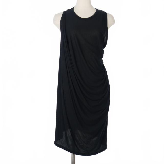 【中古】リックオウエンス Rick Owens 13SS  ノースリーブ ドレープ カットソー ワンピース IT40 黒 ブラック