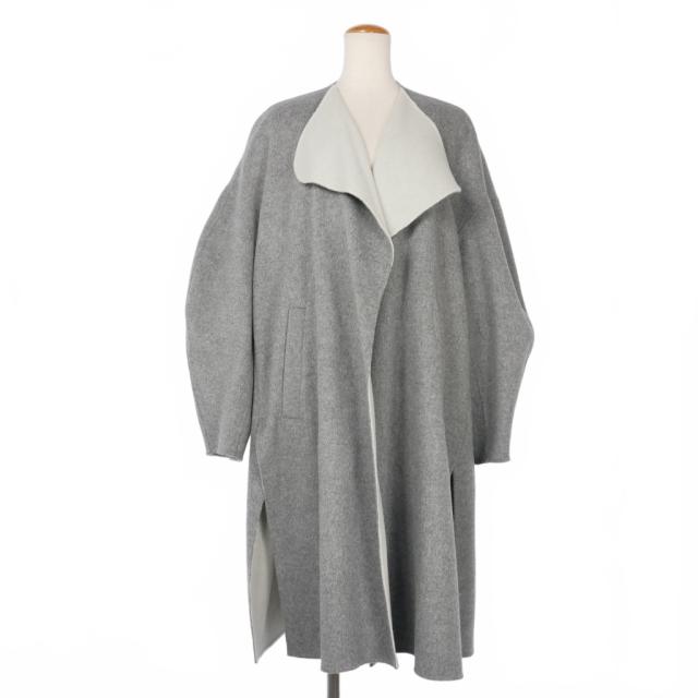【中古】エンフォルド ENFOLD 22AW ノーカラーコート リバーコート ジャケット 長袖 36 グレー レディース