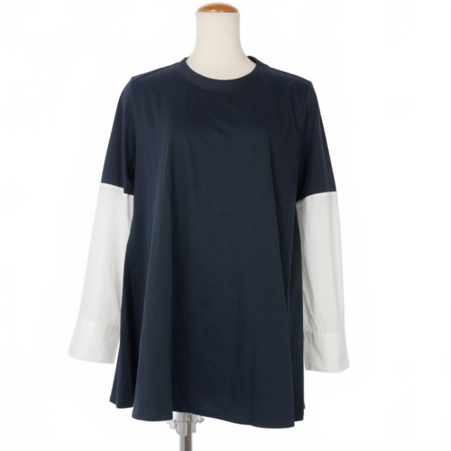 【中古】マルニ MARNI 袖シャツ切替 ドッキング カットソー Tシャツ サイズ42 紺 ネイビー レディース