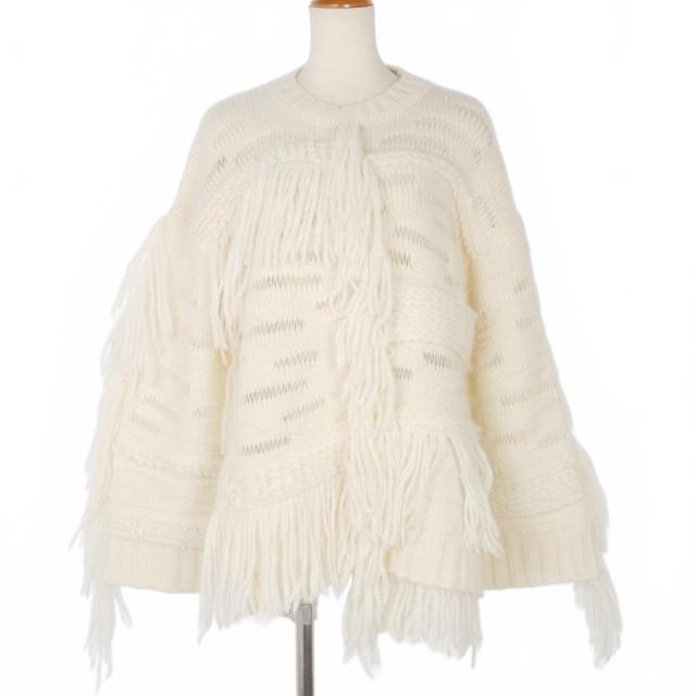 【中古】ステラマッカートニー STELLA McCARTNEY  フリンジニット セーター サイズ36 ホワイト 白 レディース