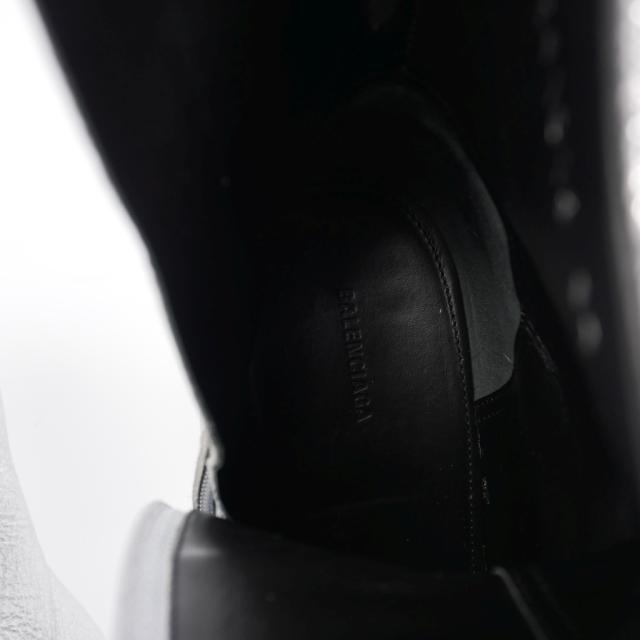 【中古】バレンシアガ BALENCIAGA サイドジップ レザー ショートブーツ チャンキーヒール 37 シルバー レディース