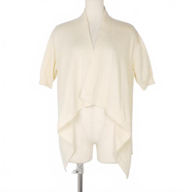 【中古】ドリスヴァンノッテン DRIES VAN NOTEN アシンメトリー ドレープ カーディガン 半袖 コットン XS 白 ホワイト