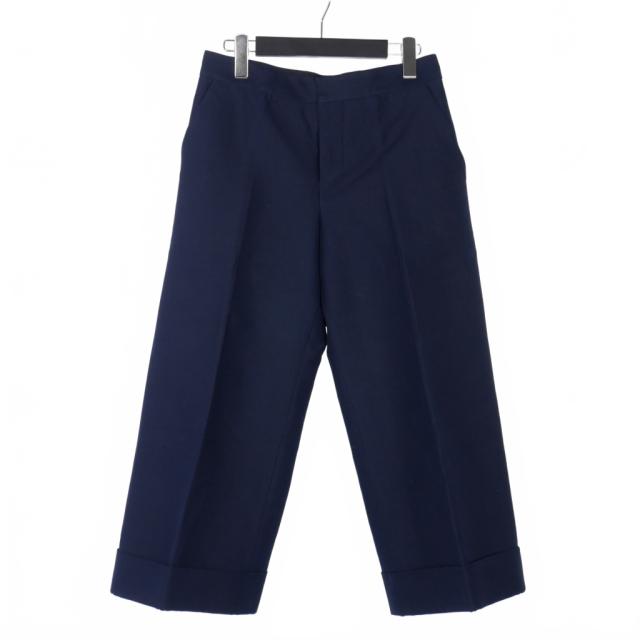 【中古】マルニ MARNI クロップド ワイドパンツ スラックス センタープレス 38 紺 ネイビー レディース