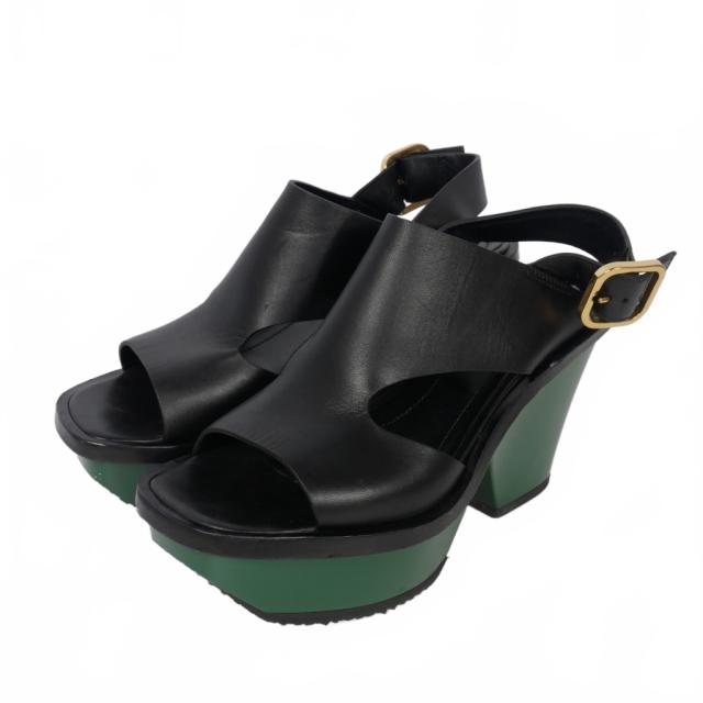 中古】マルニ MARNI クロスストラップ レザー サンダル 厚底