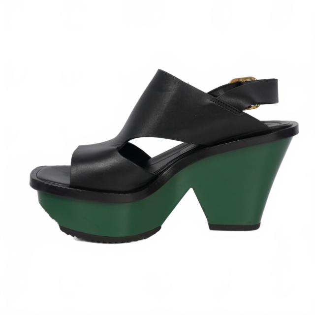 中古】マルニ MARNI クロスストラップ レザー サンダル 厚底
