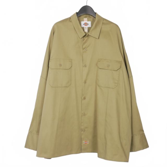 【中古】ディッキーズ シンヤコヅカ 25AW GIANT WORK SHIRT WITH DICKIES オーバーサイズ ワークシャツ 長袖 M 緑