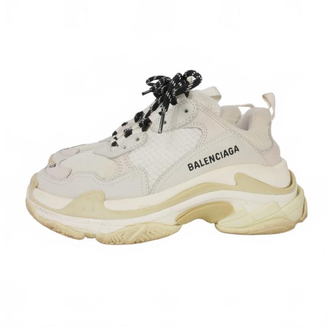【中古】バレンシアガ BALENCIAGA TRIPLE S トリプルS ローカット スニーカー 24.5cm 白 ホワイト 524036 レディース