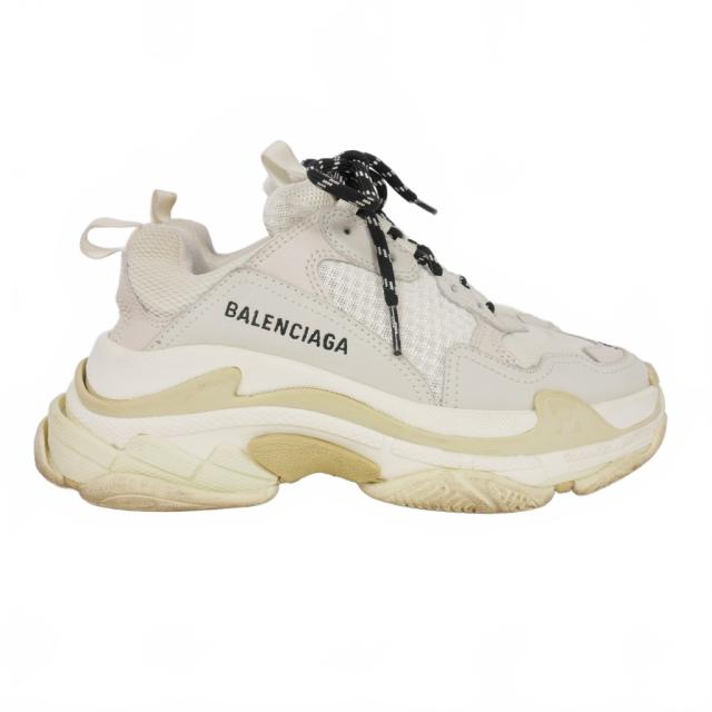【中古】バレンシアガ BALENCIAGA TRIPLE S トリプルS ローカット スニーカー 24.5cm 白 ホワイト 524036 レディース