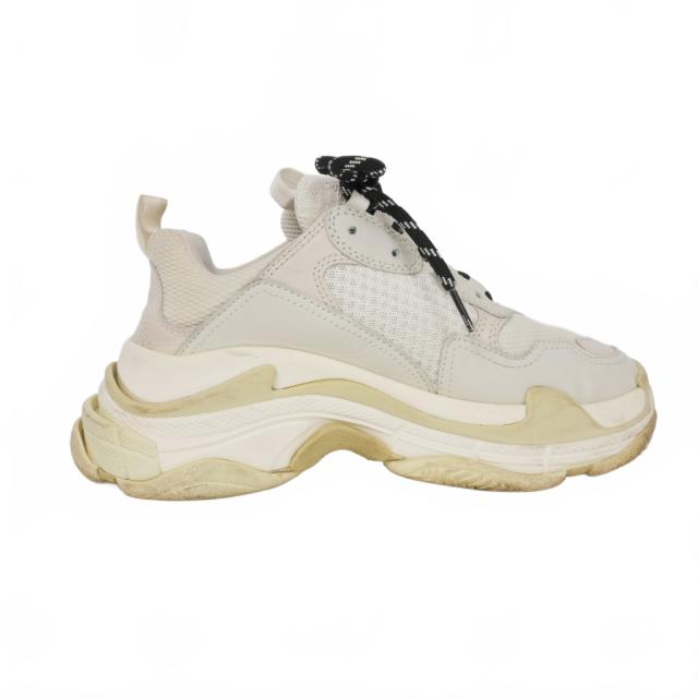 【中古】バレンシアガ BALENCIAGA TRIPLE S トリプルS ローカット スニーカー 24.5cm 白 ホワイト 524036 レディース