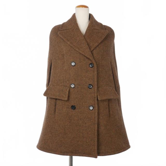 【中古】マルニ MARNI ウール ポンチョコート ケープ 40 茶 ブラウン レディース