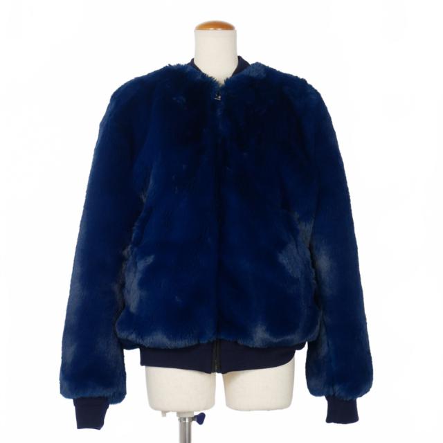 【中古】ゴールデングース GOLDEN GOOSE フェイクファー ボンバージャケット ブルゾン XS 青 ブルー レディース
