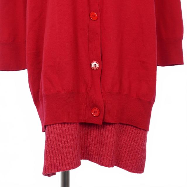 【中古】エムエムシックス メゾンマルジェラ MM6 Maison Margiela レイヤード ロングカーディガン ニット M 赤_2