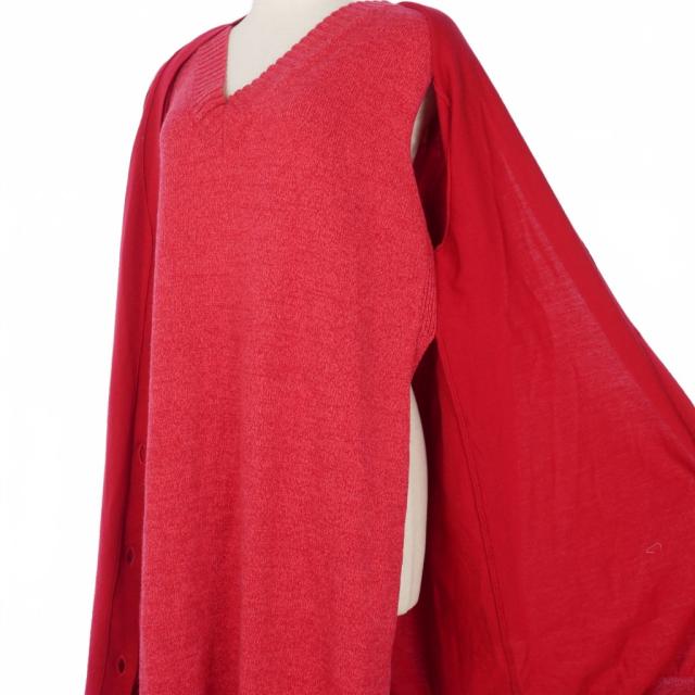 【中古】エムエムシックス メゾンマルジェラ MM6 Maison Margiela レイヤード ロングカーディガン ニット M 赤_5