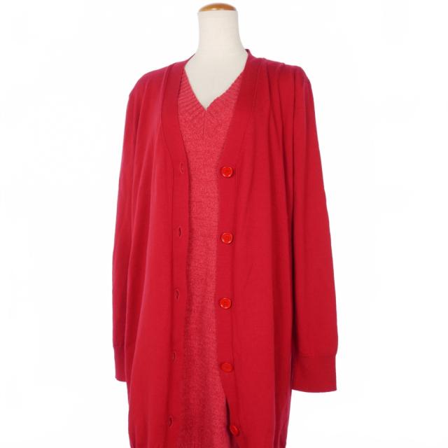 【中古】エムエムシックス メゾンマルジェラ MM6 Maison Margiela レイヤード ロングカーディガン ニット M 赤_6