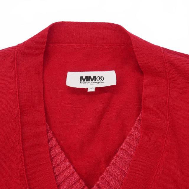 【中古】エムエムシックス メゾンマルジェラ MM6 Maison Margiela レイヤード ロングカーディガン ニット M 赤_7