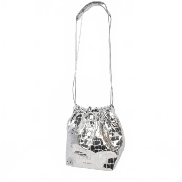 【中古】ジルサンダー JIL SANDER 24SS DUMPLING レザーバケットバッグ ドローストリング ショルダーバッグ シルバー