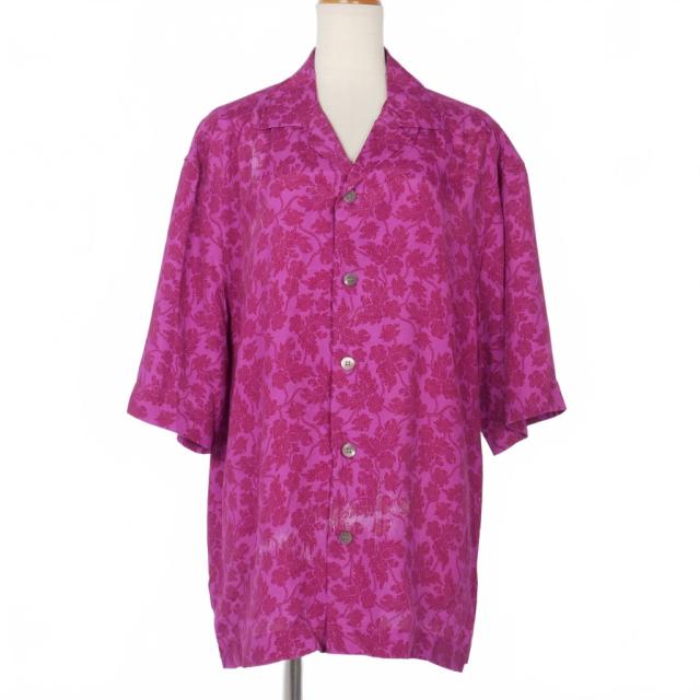 【中古】ドリスヴァンノッテン DRIES VAN NOTEN 花柄 オープンカラーシャツ 開襟 半袖 Mサイズ パープル 紫