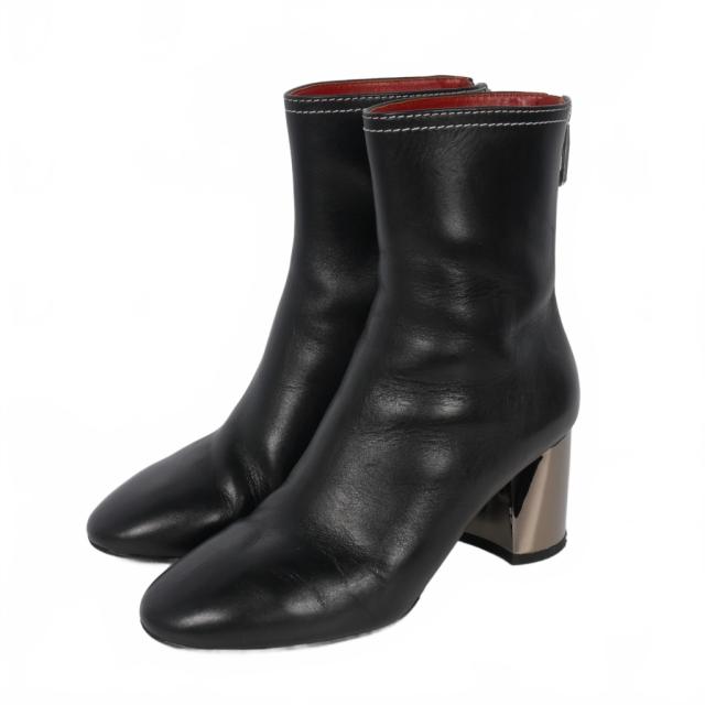 【中古】3.1 フィリップリム 3.1 phillip lim メタルヒール レザー ショートブーツ バックジップ 35.5 黒 ブラック