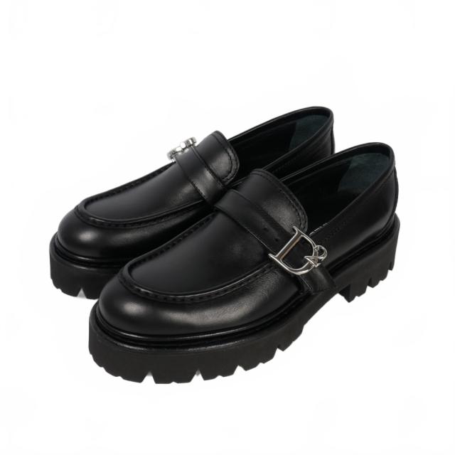 【中古】未使用品 ディースクエアード DSQUARED2 23AW D2 Statement レザーローファー シューズ 靴 38 黒 S83L00015