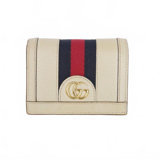 【中古】グッチ GUCCI ミニウォレット オフィディア 二つ折り財布 GGロゴ ダブルG アイボリー 523155-0416