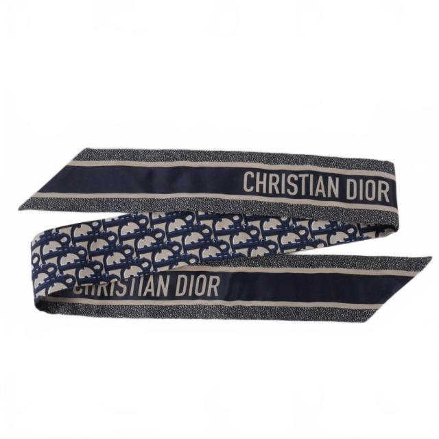 【中古】ディオール Dior ミッツァ スカーフ オブリーク シルクツイル 青 ブルー 7005050 15DOB106I600 国内正規品