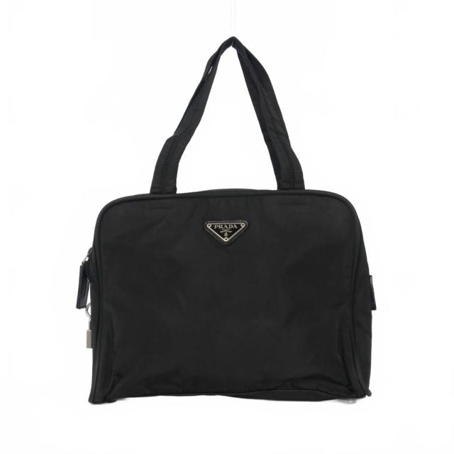 【中古】プラダ PRADA 三角プレート テスート ハンドバッグ スクエア ブラック 黒 レディース