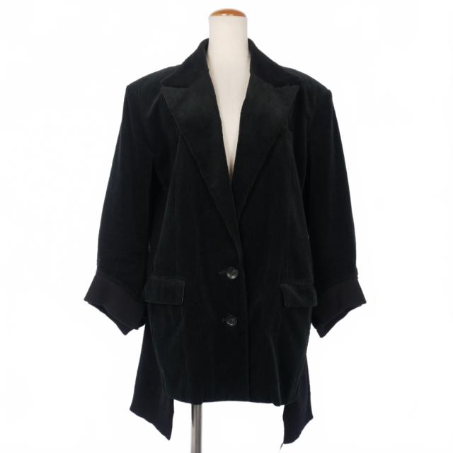 【中古】フミエタナカ FUMIE=TANAKA コンビネーションジャケット テーラード コーデュロイ 黒 ブラック 2 F24A-08