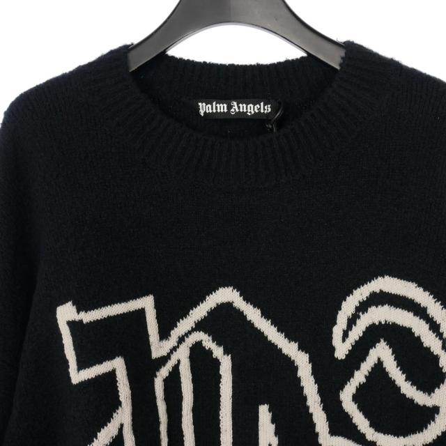 【中古】未使用品 パームエンジェルス PALM ANGELS 24AW ニット セーター 長袖 Lサイズ ブラック 黒 メンズ_1
