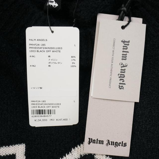 【中古】未使用品 パームエンジェルス PALM ANGELS 24AW ニット セーター 長袖 Lサイズ ブラック 黒 メンズ_8