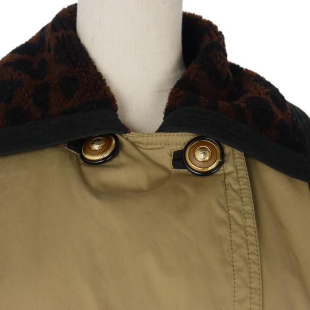 【中古】ヴェルサーチ VERSACE ボア切替ハーフコート レオパード サイズ38 ベージュ ブラウン 茶 レディース_1