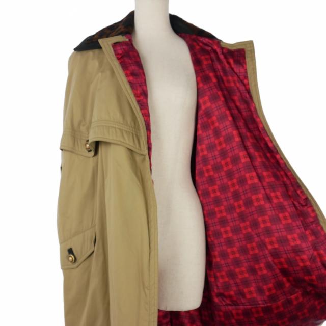 【中古】ヴェルサーチ VERSACE ボア切替ハーフコート レオパード サイズ38 ベージュ ブラウン 茶 レディース_5