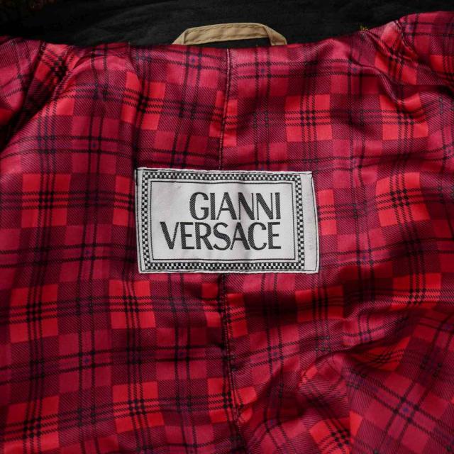 【中古】ヴェルサーチ VERSACE ボア切替ハーフコート レオパード サイズ38 ベージュ ブラウン 茶 レディース_6