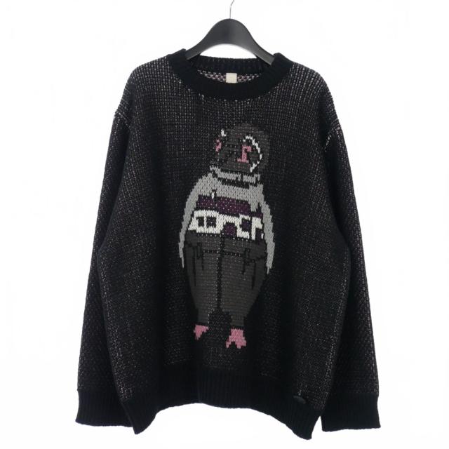 【中古】シンヤコズカ SHINYA KOZUKA 25AW Baggy And Hammershoi グラフィックニット セーター 長袖 M ブラック 黒