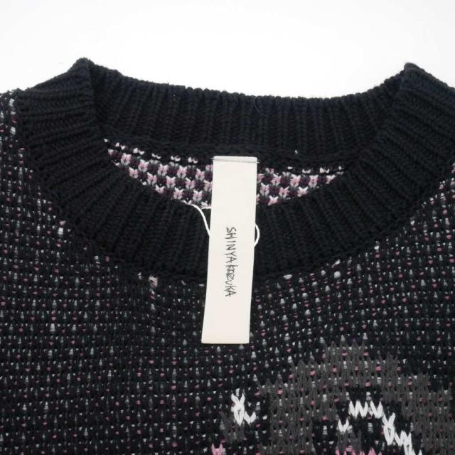 【中古】シンヤコズカ SHINYA KOZUKA 25AW Baggy And Hammershoi グラフィックニット セーター 長袖 M ブラック 黒_4