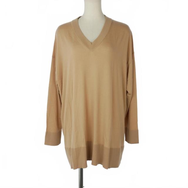 【中古】ザロウ THE ROW Vネック ニットワンピース ウール 無地  XS ベージュ レディース