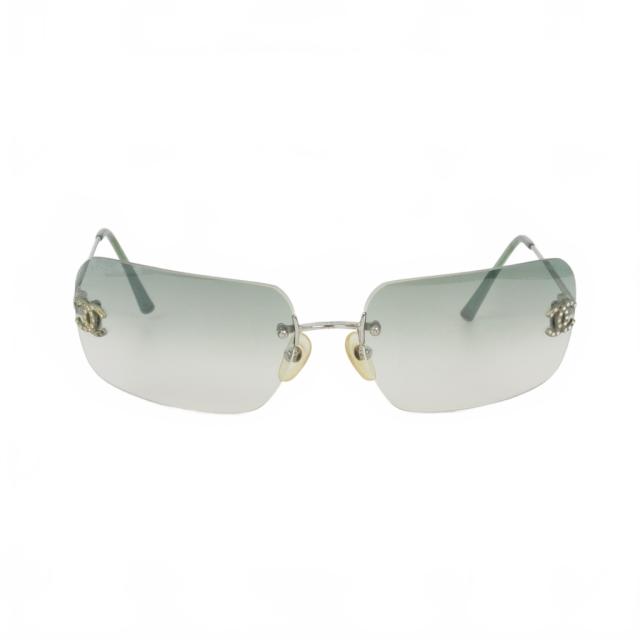 【中古】シャネル CHANEL ラインストーン ココマーク サングラス グリーン 緑 グラデーションレンズ 4017-D