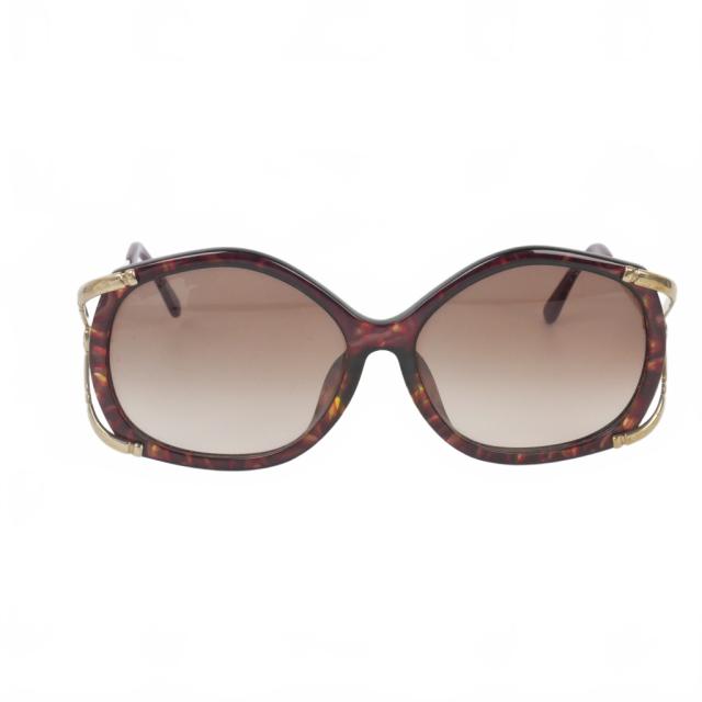 【中古】クリスチャンディオール Christian Dior ヴィンテージ 70s〜80s サングラス ゴールド金具 べっ甲柄 パープル