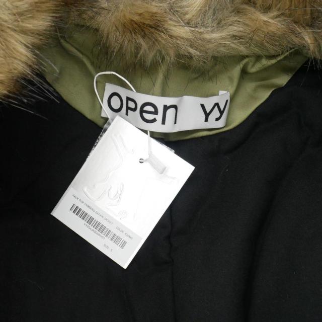 【中古】未使用品 オープンワイワイ OPEN YY フェイクファー トリミング サファリジャケット コート S 緑 カーキ_7