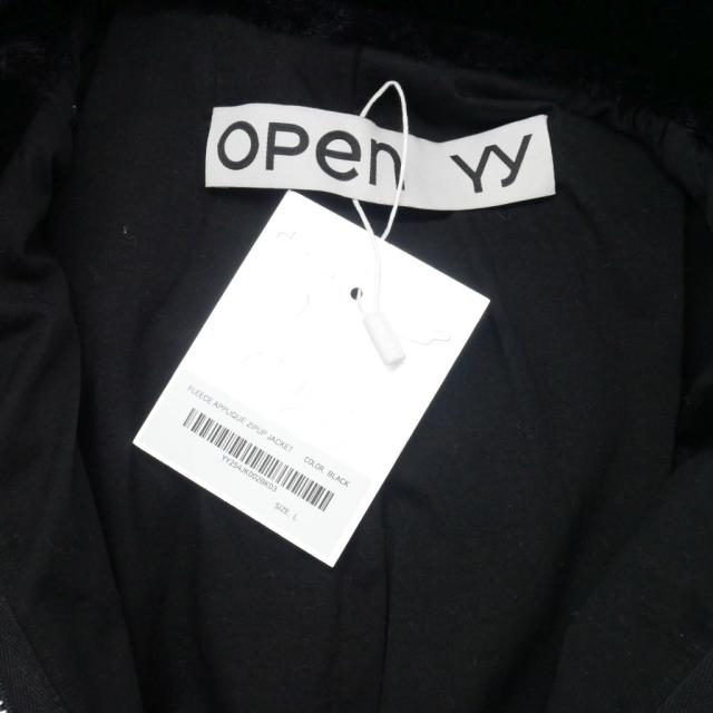 【中古】オープンワイワイ OPEN YY フリース アップリケ ブルゾン ジャケット L 黒 ブラック レディース