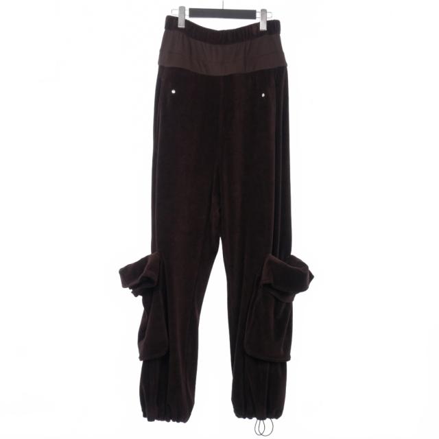 【中古】未使用品 オープンワイワイ OPEN YY ロールウエスト ベロア カーゴパンツ S 茶 ブラウン YY253PT013
