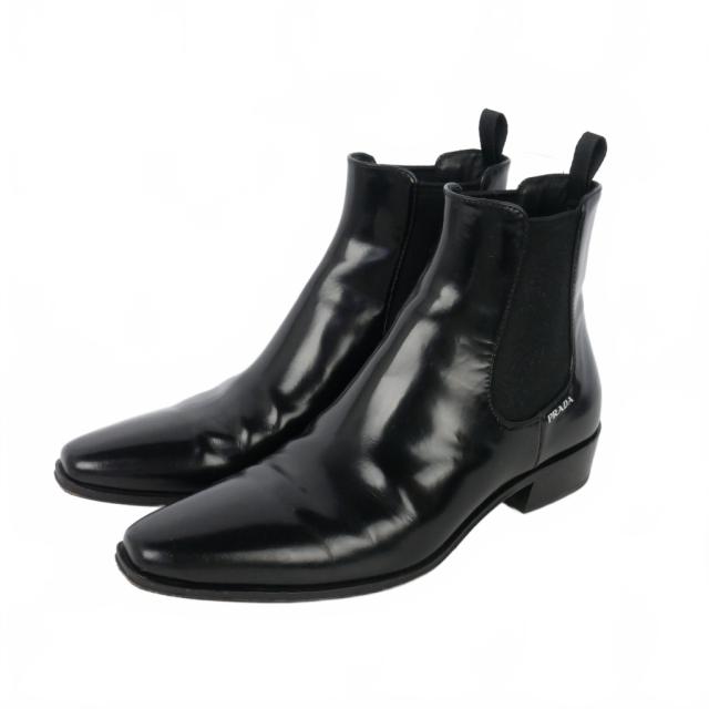 【中古】プラダ PRADA サイドロゴ チェルシーブーツ ショートブーツ サイズ35.5 レディース