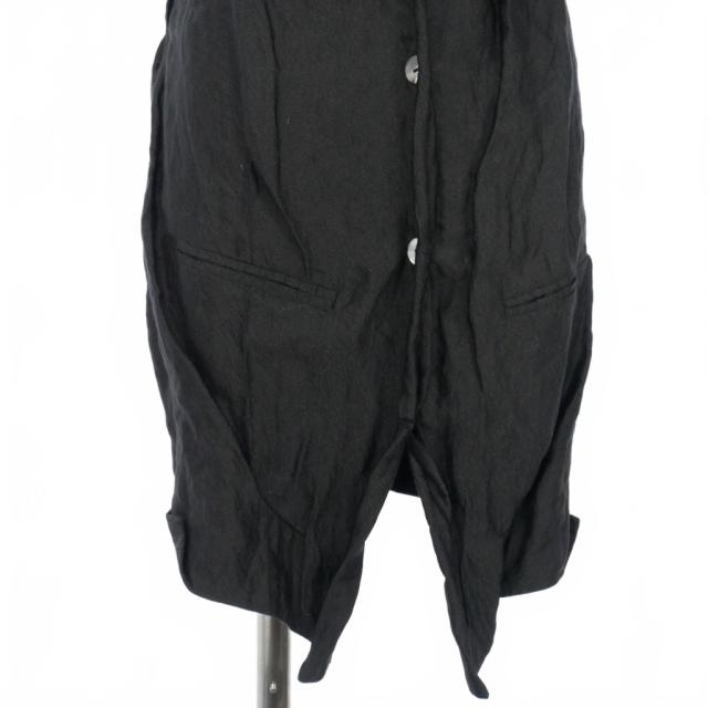 【中古】ドゥサン DUSAN シワ加工 ロングジレ ベスト ラメ 黒 ブラック レディース_2