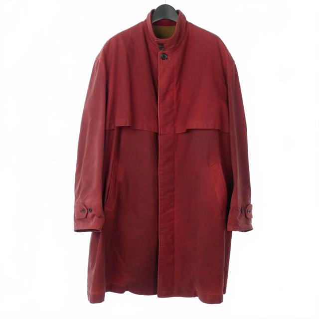 【中古】ワイズフォーメン Y's for men 95AW オイルドコート コットン ジャケット セミロング L 赤 レッド ME-C01-006